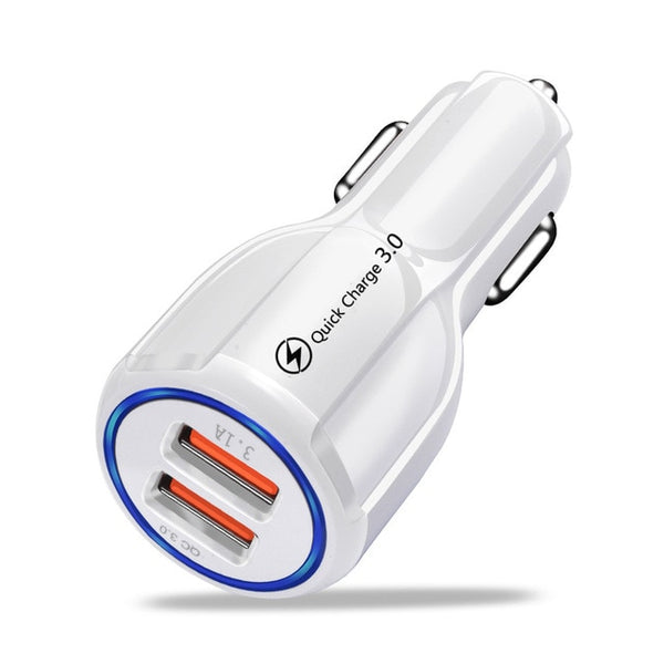 USB universal car charger for mobile phones 2 port white color 2 port 