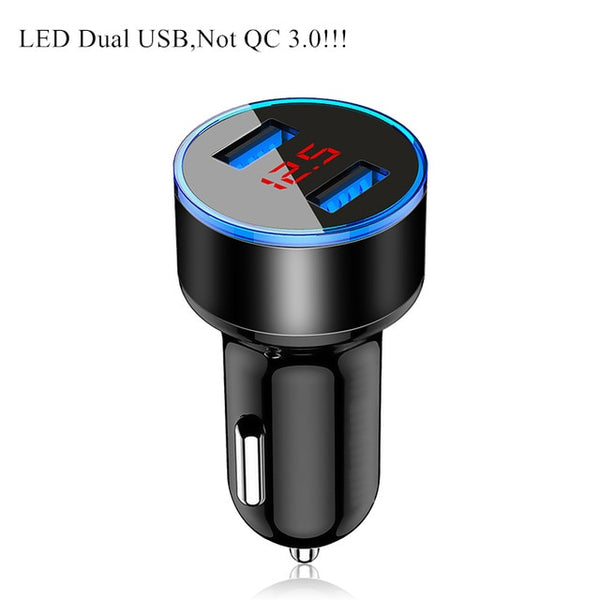 USB universal car charger for mobile phones 2 port black color