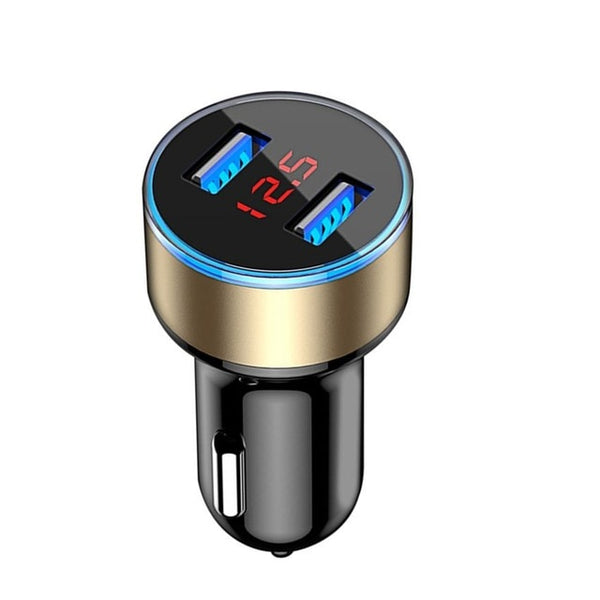 USB fast car charger for mobile phones golden color