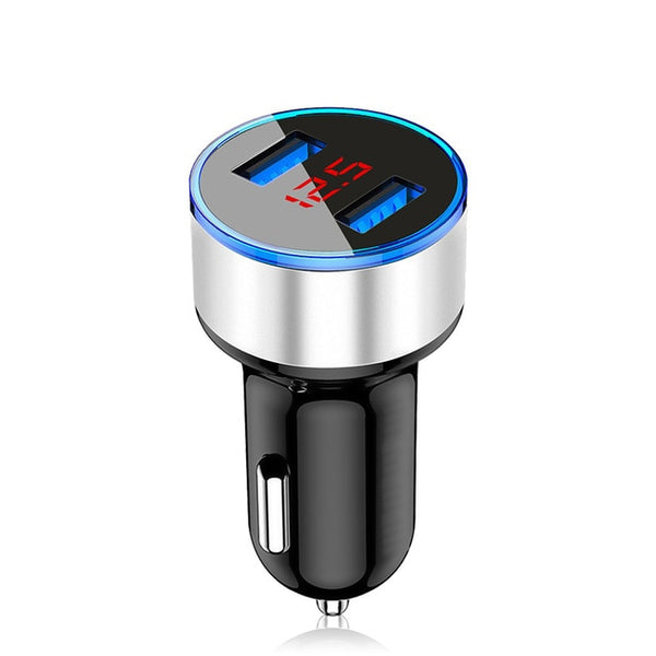 USB fast car charger for mobile phones silver color