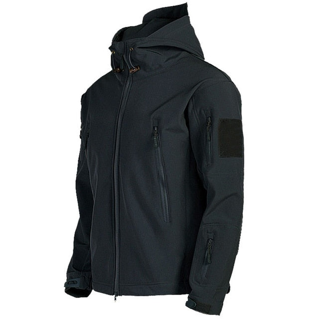 Windproof and waterproof jacket for men with pilot hood black color 