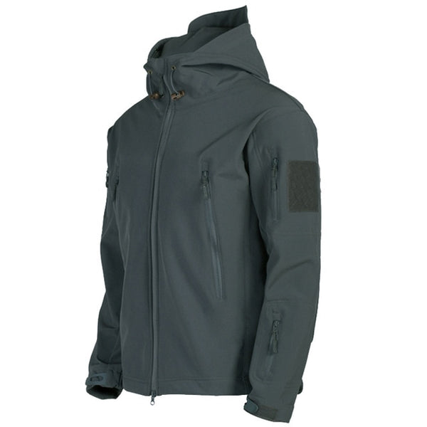 Windproof and waterproof jacket for men with pilot hood grey color