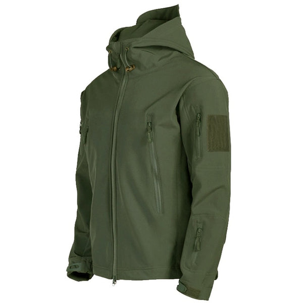 Windproof and waterproof jacket for men with pilot hood military style 