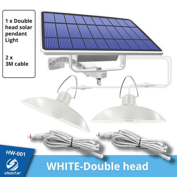 Waterproof double head white solar pendant light