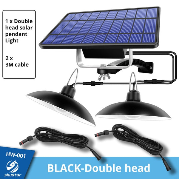 Waterproof double head black solar pendant light