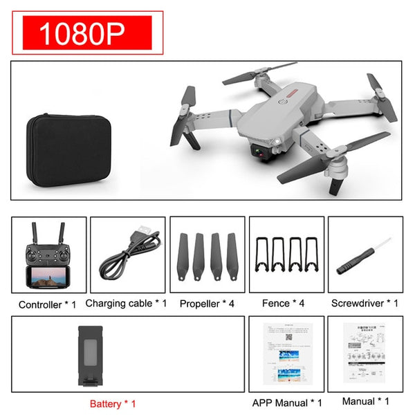 SHAREFUNBAY E88 pro drone 4k HD dual camera visual positioning 1080P WiFi  fpv drone  height preservation rc quadcopter