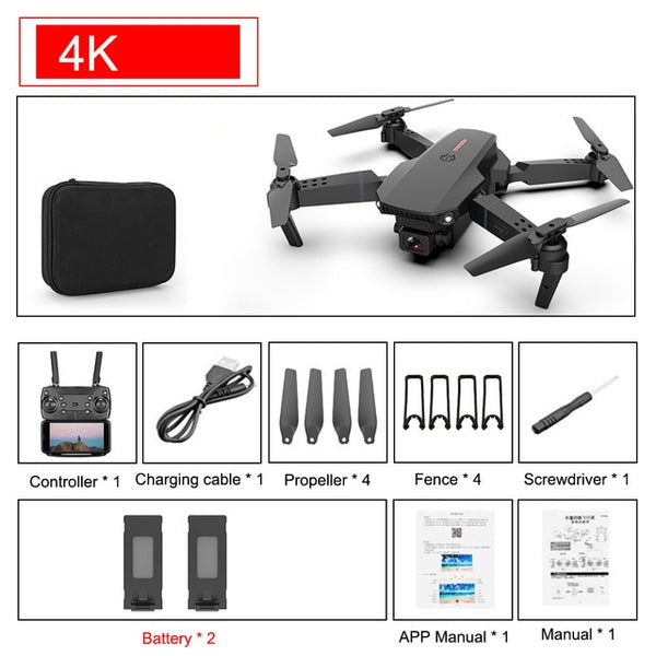 SHAREFUNBAY E88 pro drone 4k HD dual camera visual positioning 1080P WiFi  fpv drone  height preservation rc quadcopter