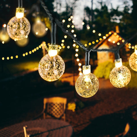 Warm white string fairy lights for outdoor decor 