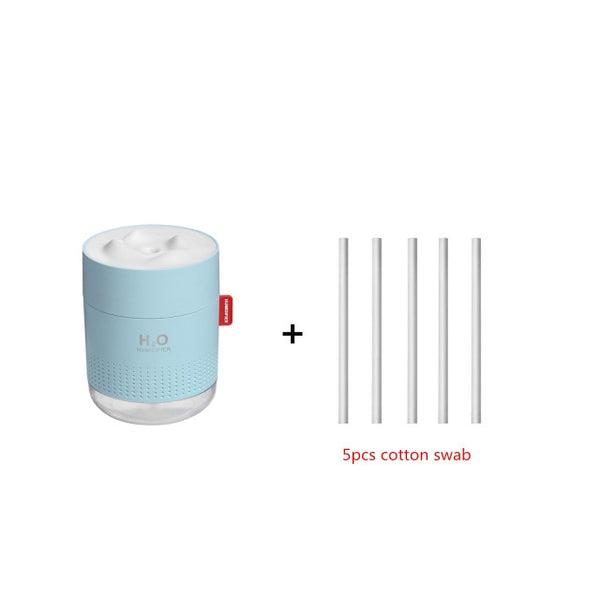 Large air humidifier with romantic lamp for car with extra cotton swabs 