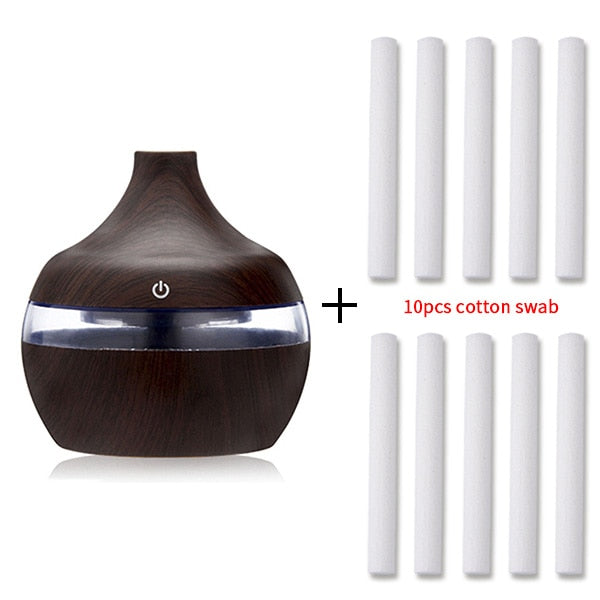 Black electric humidifier aroma oil diffuser with 10 cotton swabs