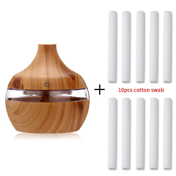 Electric humidifier aroma oil diffuser with 10 cotton swabs 