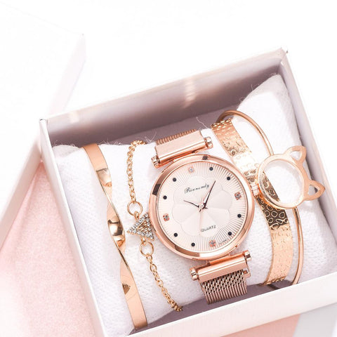 Luxury wrist watch and bracelet set for women 