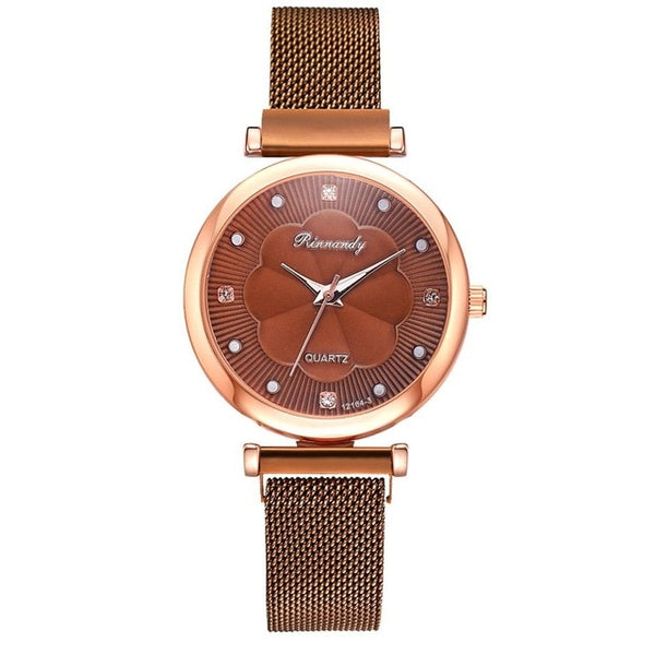 Coffee color  luxury wrist watch and bracelet set for women