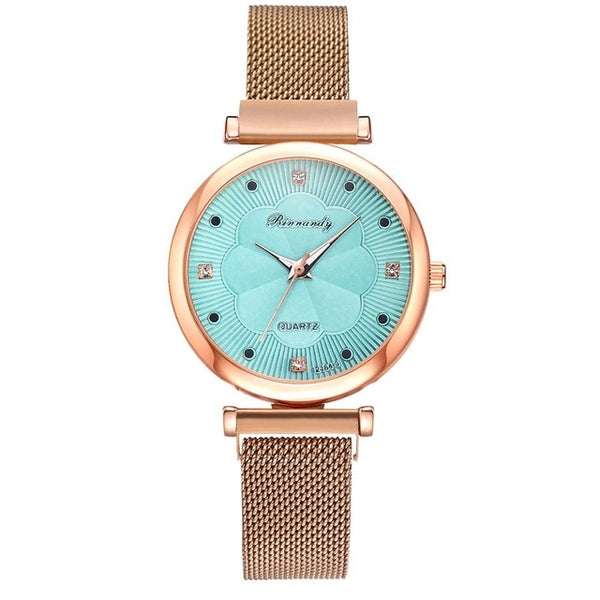 Rose gold luxury wrist watch and bracelet set for women