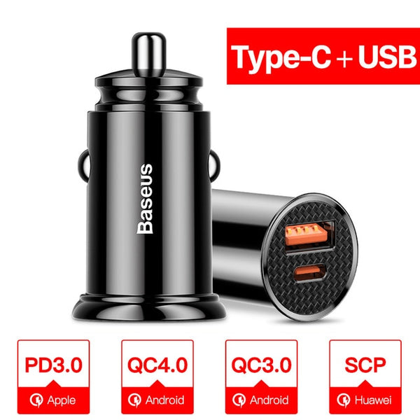 Fast car type C & USB chargers for Android and Huawei