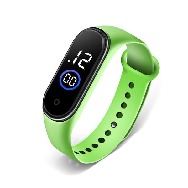 Green waterproof digital LED watches for kids 