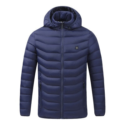 Warm hooded jacket for men blue color