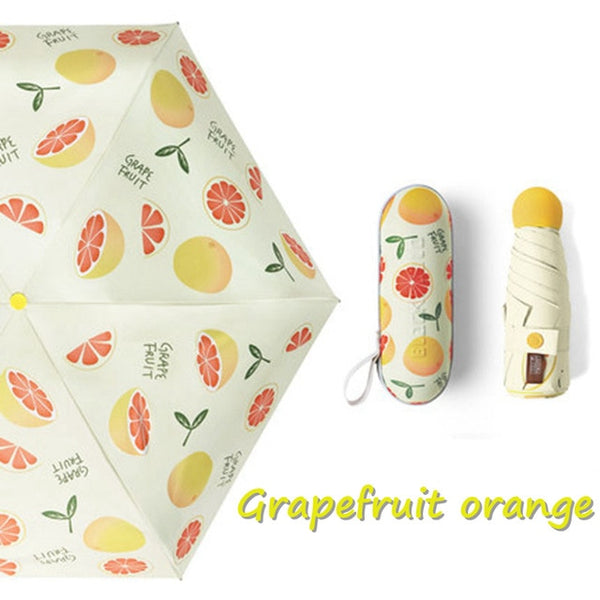 Fruit pattern folding pocket umbrella for girls