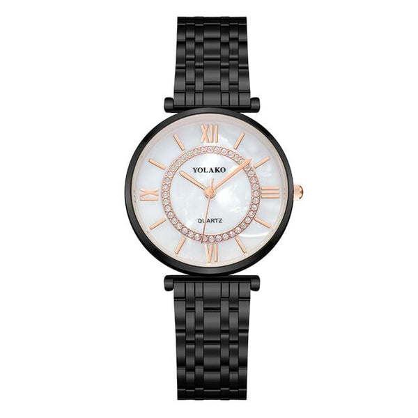 Black stainless steel women watch 