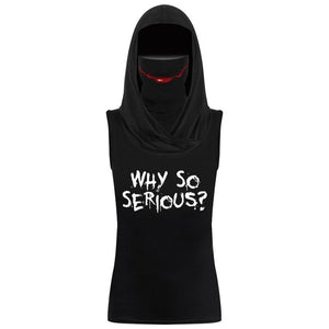 Sleeveless hooded t shirt tops with face mask for women 