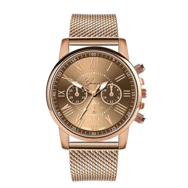 Fashion wrist watch for men and women with stainless steel strap