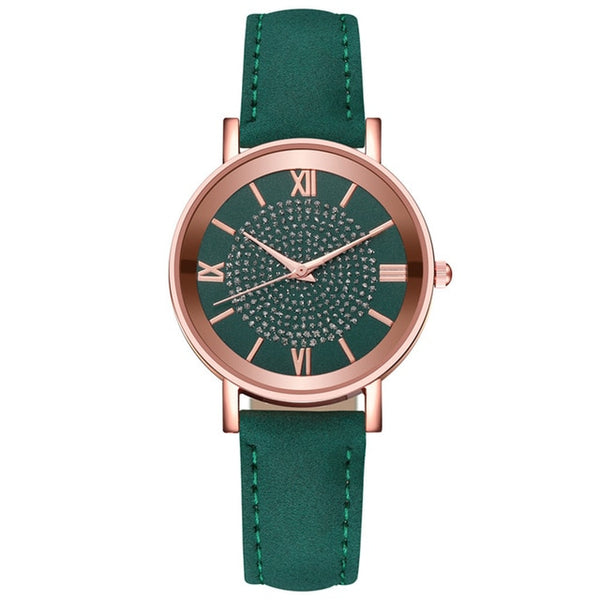 Analog wrist watches with leather strap for men and women