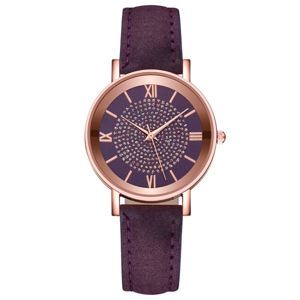 Analog wrist watches with leather strap for men and women