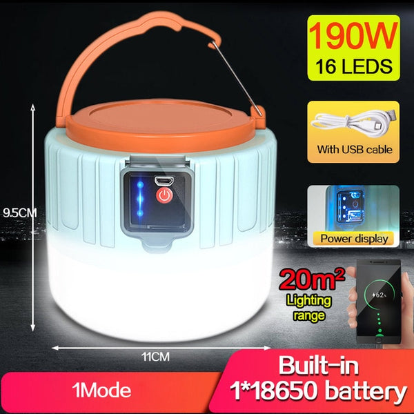 LED rechargeable camping lights with built in battery 