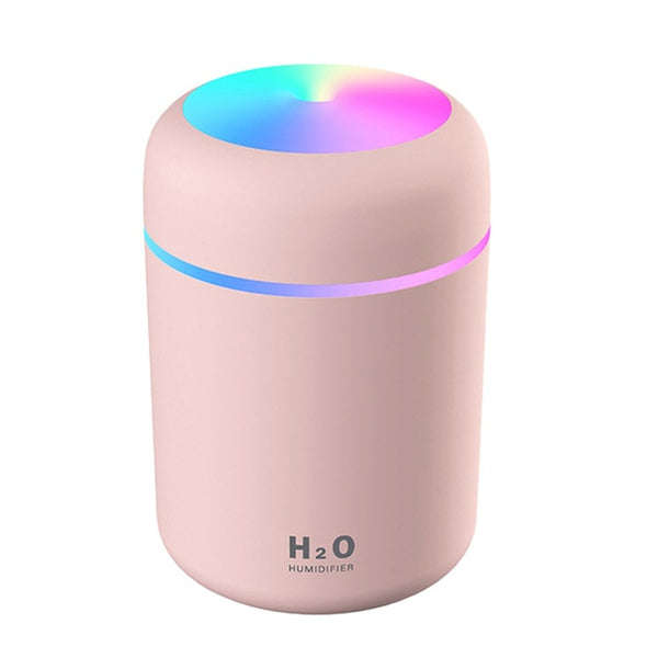 Pink air humidifier & aroma essential oil diffuser with lamp for home and car 