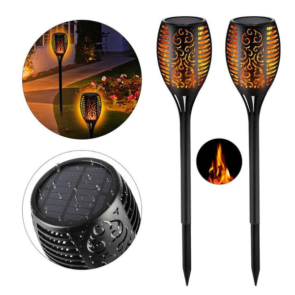  LED flame solar torch light for gardens