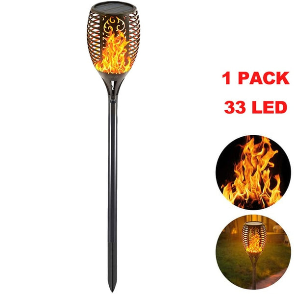 12LED 33LED Solar Flame Torch Light Flickering Waterproof Garden Decor