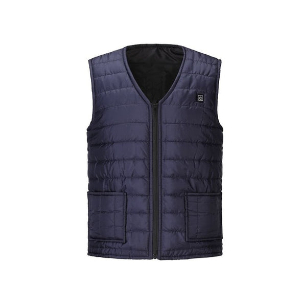 Warm blue mens cotton vest for outdoor use