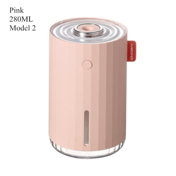 Large pink air humidifier with romantic lamp for car