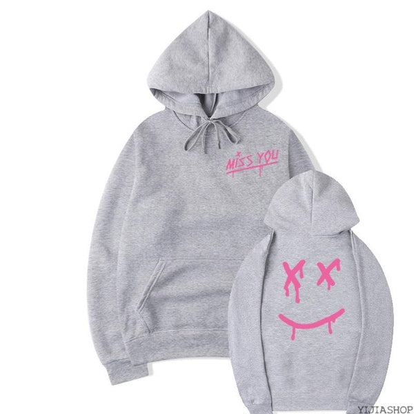 Pink hoodie with smiley face and face mask for men and women