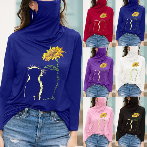 Flower t shirt with face mask for women 