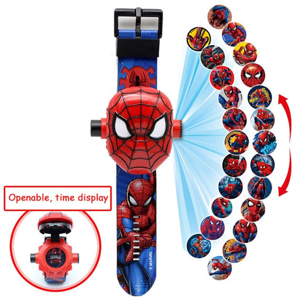 Digital kids watches with 3D spiderman projection