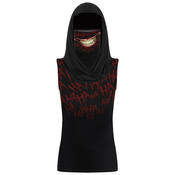 Sleeveless t shirt with 3D printing and face mask for ladies