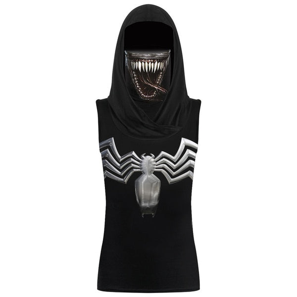 Sleeveless t shirt with 3D printing and face mask for women