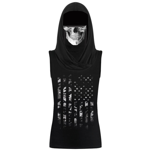 Sleeveless t shirt with 3D printing and face mask for girls