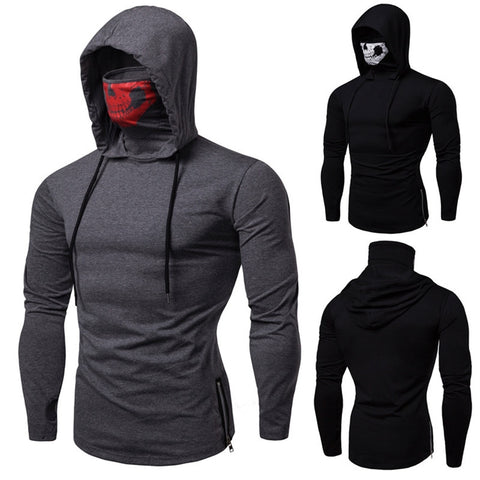 Full sleeve fitness hoodie for mens with face mask