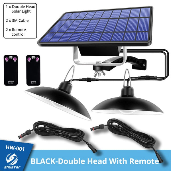 Waterproof douible head solar pendant light