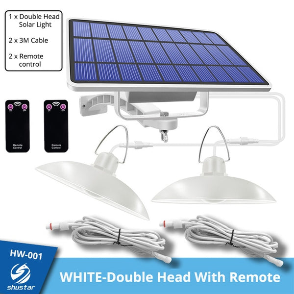 Waterproof double head solar pendant light with remote control 