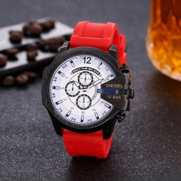 Red wrist watch by Diesel