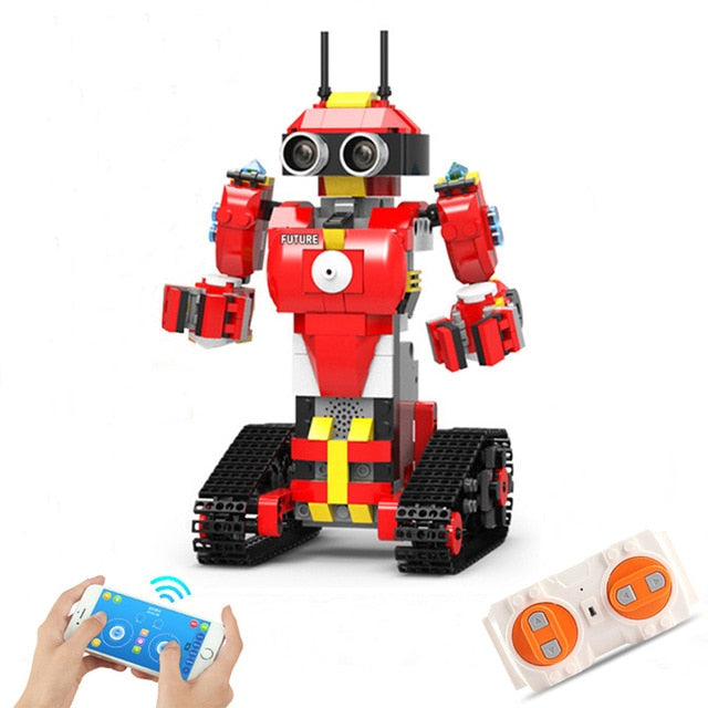 Remote control robot brick toy for kids red color