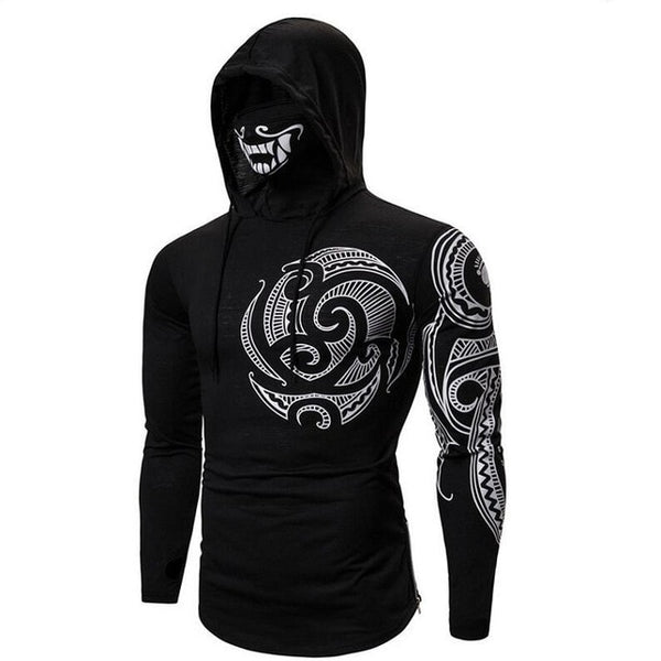 Full sleeve black ninja suit hoodie with mask for men 